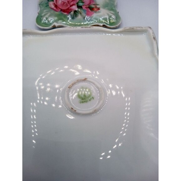 Trinket Box R&S Germany Vintage Pink Roses Green Leaves Jewelry Stamped 5.5 In - Picture 11 of 15